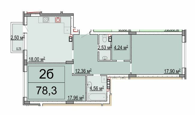 2-комнатная 78.3 м² в ЖК Белый Шоколад от 19 500 грн/м², Львов