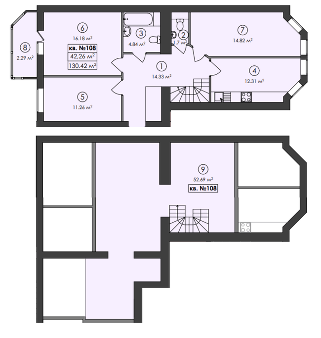 Дворівнева 130.42 м² в ЖК Family-2 від 22 350 грн/м², с. Гатне
