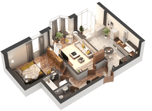 2-комнатная 59.1 м² в ЖК Гранд Бурже от 22 653 грн/м², г. Буча