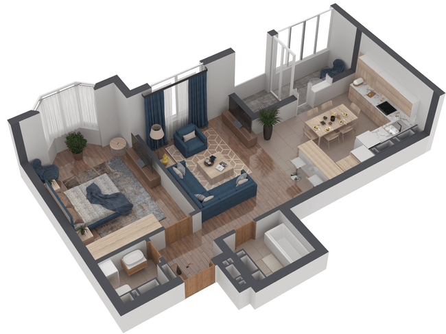 2-комнатная 62.76 м² в ЖК Гранд Бурже от 25 470 грн/м², г. Буча