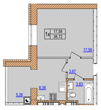 1-кімнатна 38.72 м² в ЖК AGAM від 30 000 грн/м², с. Крюківщина