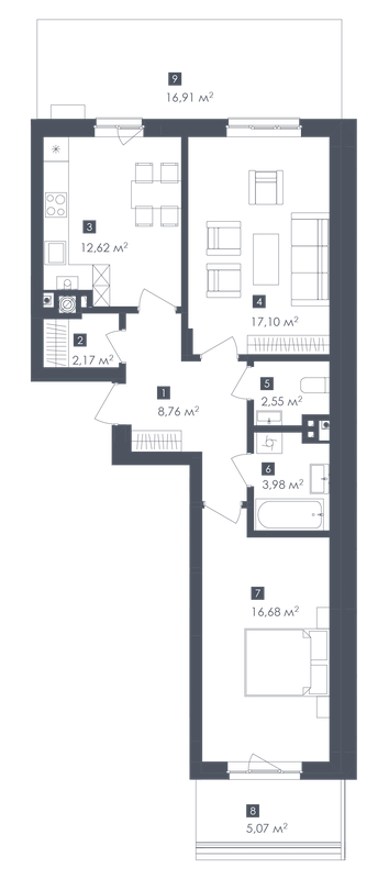 2-комнатная 70.45 м² в ЖК Малоголосківські пагорби от 25 900 грн/м², Львов