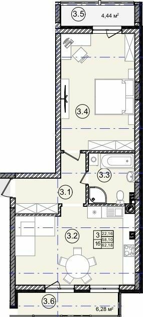 1-комнатная 62.18 м² в ЖК На Кондукторской от 38 100 грн/м², Львов