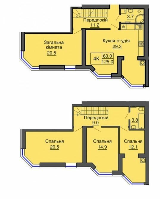 Дворівнева 125 м² в ЖК Sofia Nova від 35 000 грн/м², с. Новосілки