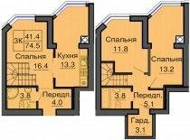 Двухуровневая 74.5 м² в ЖК Sofia Nova от 35 000 грн/м², с. Новоселки