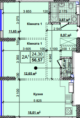 2-комнатная 56.57 м² в ЖК Новые Теремки от 18 000 грн/м², с. Новоселки
