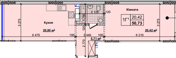 1-кімнатна 50.73 м² в ЖК Нові Теремки від 18 500 грн/м², с. Новосілки