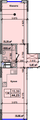 1-кімнатна 44.23 м² в ЖК Нові Теремки від 18 500 грн/м², с. Новосілки