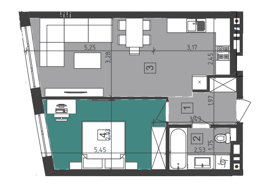 1-комнатная 47.5 м² в ЖК Парус City от 20 500 грн/м², Львов