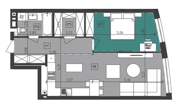 1-комнатная 57.9 м² в ЖК Парус City от 29 000 грн/м², Львов