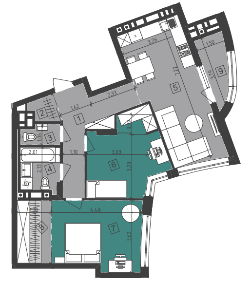 2-комнатная 78 м² в ЖК Парус City от 26 700 грн/м², Львов