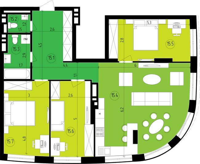 3-комнатная 96.21 м² в ЖК Парус Smart от 22 250 грн/м², Львов