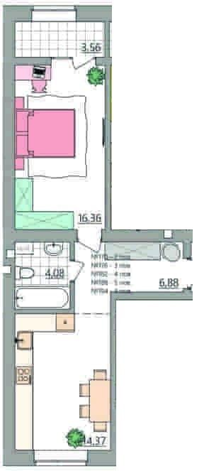 1-комнатная 45.25 м² в ЖК Синергия Glass от 19 550 грн/м², Ровно