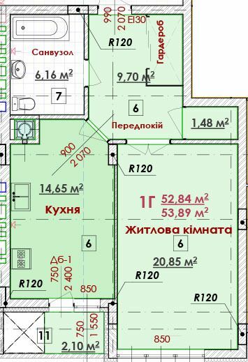1-комнатная 53.89 м² в ЖК Соняшник от 16 000 грн/м², Львов