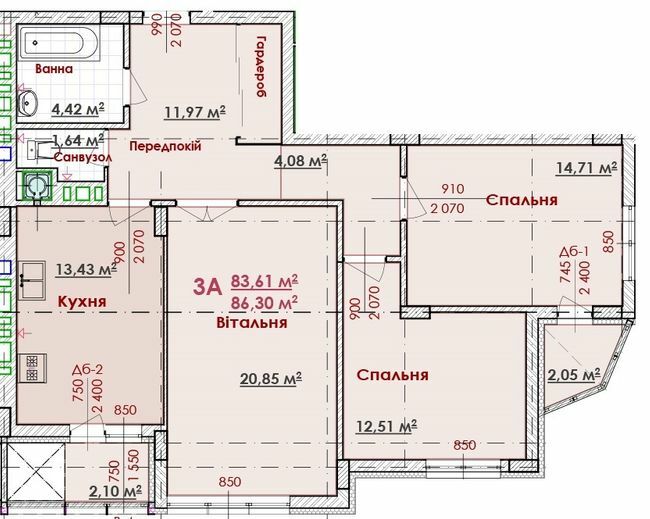 3-кімнатна 86.3 м² в ЖК ЖК Соняшник від 15 500 грн/м², Львів