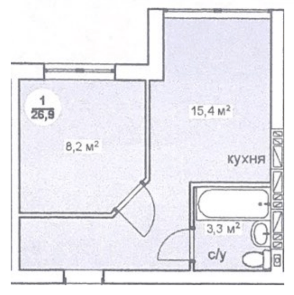 1-комнатная 26.9 м² в ЖК Новая Дания от 22 500 грн/м², с. Софиевская Борщаговка