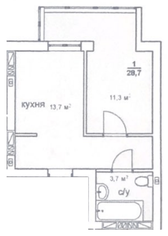 1-комнатная 29.7 м² в ЖК Новая Дания от 22 500 грн/м², с. Софиевская Борщаговка