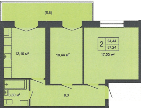 2-кімнатна 57.24 м² в ЖК Кленовий Парк від 14 000 грн/м², м. Трускавець