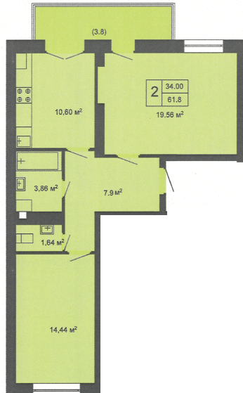 2-комнатная 61.8 м² в ЖК Кленовий Парк от 13 600 грн/м², г. Трускавец