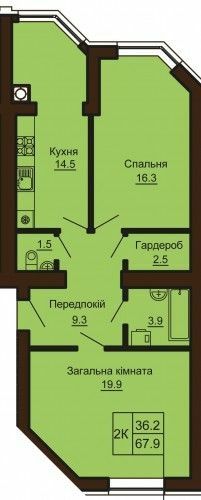 2-кімнатна 67.9 м² в ЖК Софія Клубний від 26 000 грн/м², с. Софіївська Борщагівка
