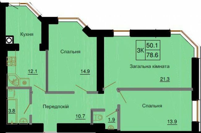 3-кімнатна 78.6 м² в ЖК Софія Клубний від 24 000 грн/м², с. Софіївська Борщагівка