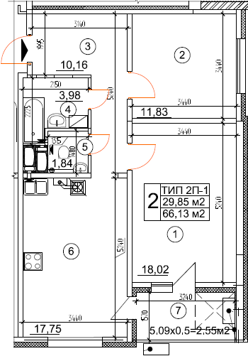 2-комнатная 66.13 м² в ЖК Квартал Тарасовский от 17 580 грн/м², с. Тарасовка