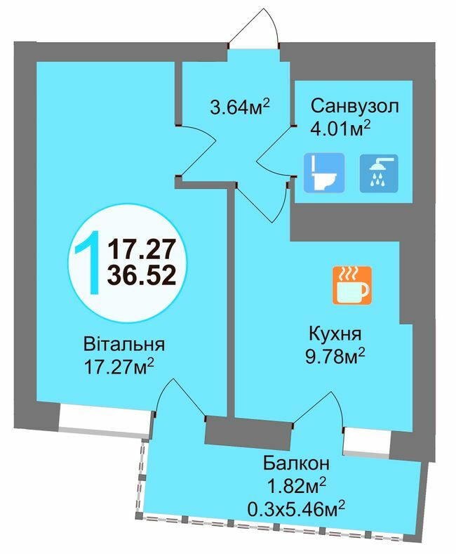 1-комнатная 36.52 м² в ЖК Эко-дом на Тракте 3 от 20 600 грн/м², с. Лисиничи