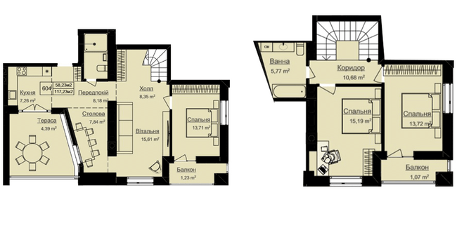 Двухуровневая 117.23 м² в ЖК Vlasna от 17 500 грн/м², с. Ходосовка