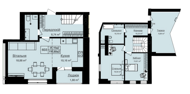 Двухуровневая 110.8 м² в ЖК Vlasna от 23 000 грн/м², с. Ходосовка