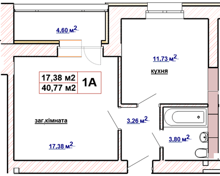 1-комнатная 40.77 м² в ЖК Чабаны 2 от 18 000 грн/м², пгт Чабаны