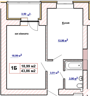 1-кімнатна 43.86 м² в ЖК Чабани 2 від 18 000 грн/м², смт Чабани