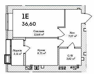 1-кімнатна 36.6 м² в ЖК Grand Country Irpin від 22 050 грн/м², м. Ірпінь