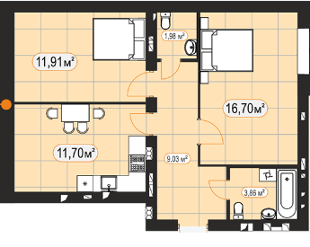 2-комнатная 57.6 м² в ЖК Баск&Вилль от 12 800 грн/м², г. Ирпень