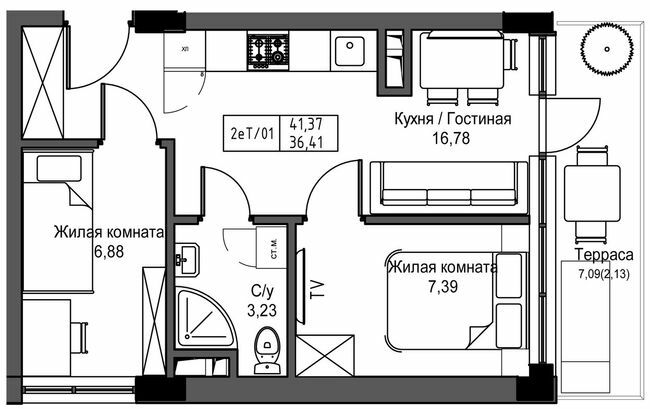 2-кімнатна 36.41 м² в ЖМ ARTVILLE від 17 550 грн/м², смт Авангард