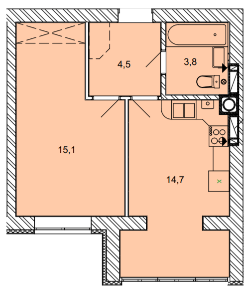1-кімнатна 38.1 м² в ЖК Найкращий квартал від 29 450 грн/м², м. Ірпінь