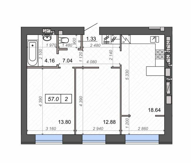 2-комнатная 57 м² в ЖК Новые Метры Park от 20 500 грн/м², г. Ирпень