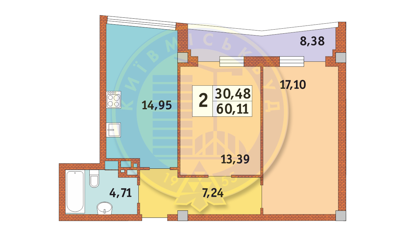 2-кімнатна 60.11 м² в ЖК Costa fontana від 29 700 грн/м², Одеса