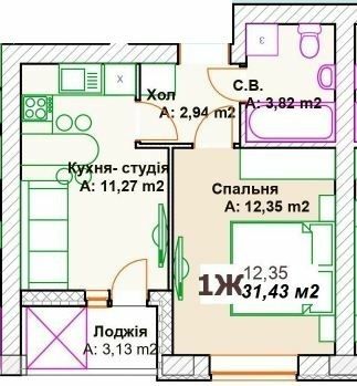 1-кімнатна 31.43 м² в ЖК Преміальний від 21 000 грн/м², м. Ірпінь
