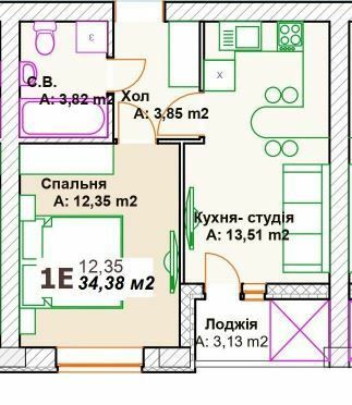 1-кімнатна 34.38 м² в ЖК Преміальний від 26 000 грн/м², м. Ірпінь