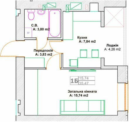 1-кімнатна 35.47 м² в ЖК Фортуна-2 від 27 400 грн/м², м. Ірпінь