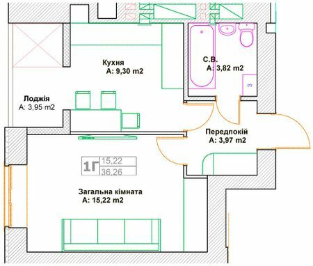 1-кімнатна 36.26 м² в ЖК Фортуна-2 від 27 400 грн/м², м. Ірпінь