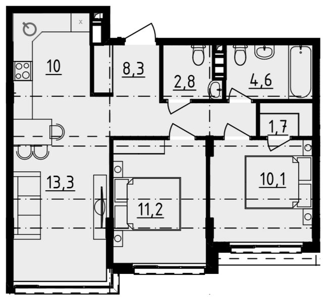 2-комнатная 62 м² в ЖК DERBY Style House от 25 650 грн/м², Одесса