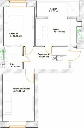2-кімнатна 57.71 м² в ЖК Фортуна-2 від 20 750 грн/м², м. Ірпінь
