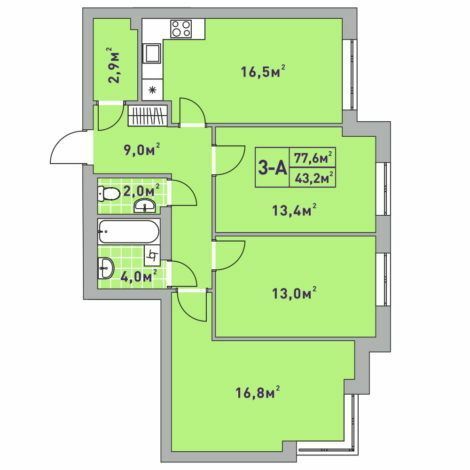 3-комнатная 77.6 м² в ЖК Центральный-2 от 31 600 грн/м², г. Ирпень