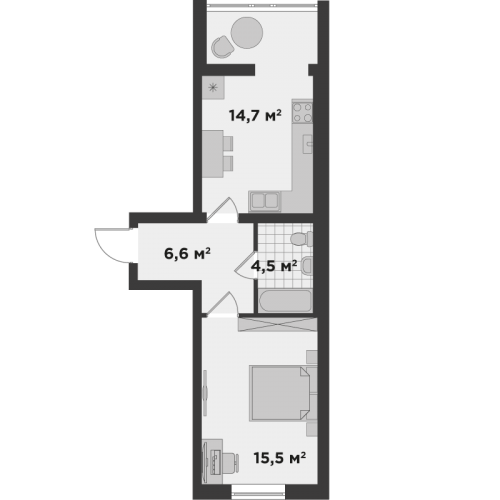 1-кімнатна 42 м² в ЖК Millennium State від 23 099 грн/м², м. Буча
