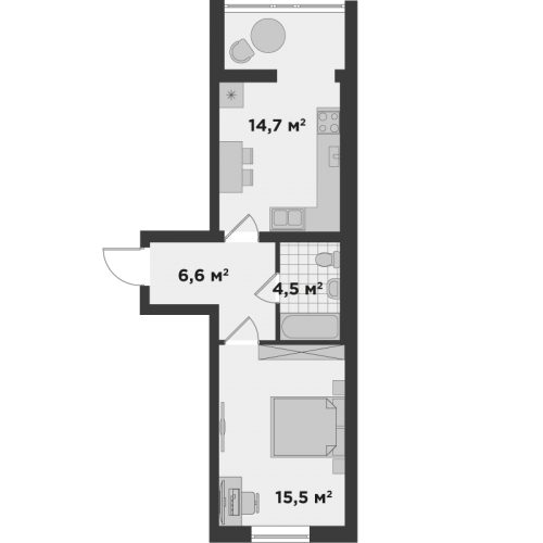 1-комнатная 42 м² в ЖК Millennium State от 23 099 грн/м², г. Буча