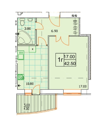 1-кімнатна 42.5 м² в ЖК Сонячна Оселя від 21 000 грн/м², м. Буча