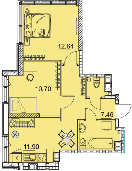 2-кімнатна 50.5 м² в ЖК Manhattan від 22 300 грн/м², Одеса