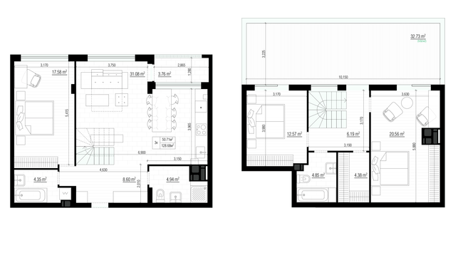 Двухуровневая 128.68 м² в ЖК PARKTOWN от 24 000 грн/м², пгт Гостомель