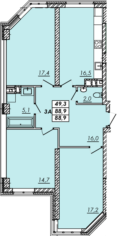 3-комнатная 88.9 м² в ЖК RealPark от 15 700 грн/м², Одесса